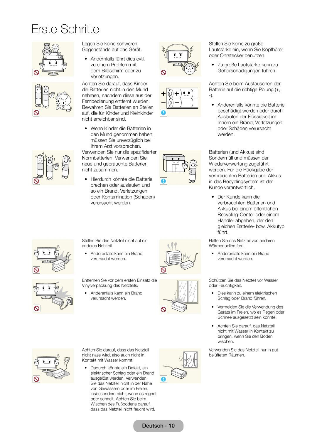 Samsung LT27C350EW/EN, LT23C350EW/EN, LT22C350EW/EN, LT24C350EW/EN, LT24C370EW/EN, LT27C370EW/EN manual Erste Schritte 