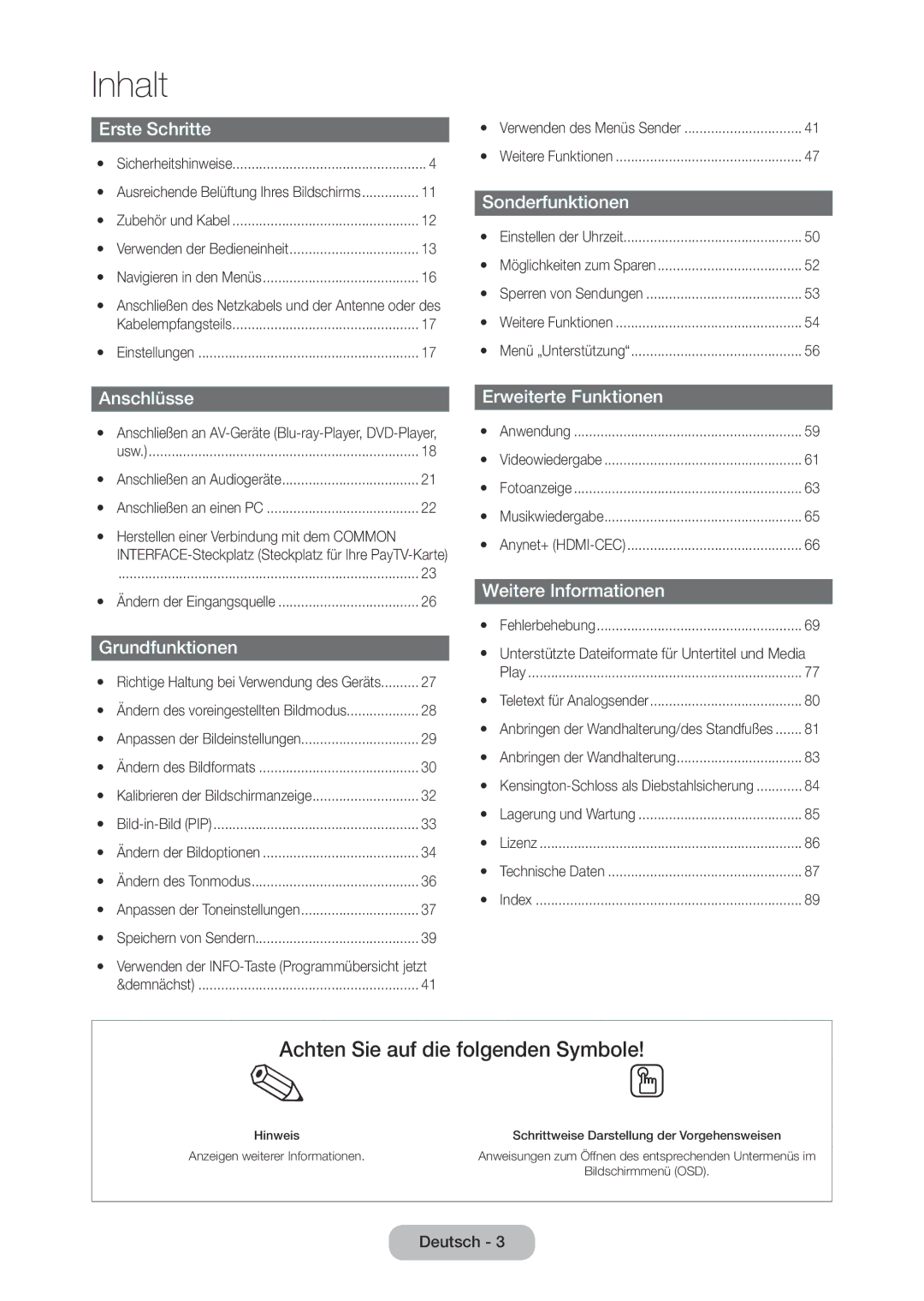 Samsung LT24C370EW/EN manual Herstellen einer Verbindung mit dem Common, Unterstützte Dateiformate für Untertitel und Media 