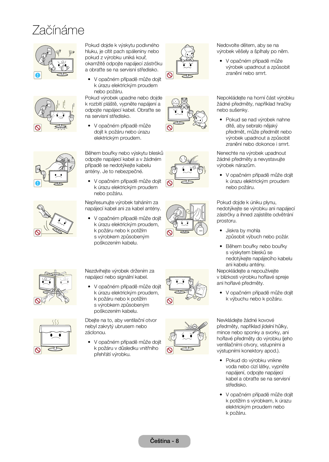 Samsung LT24C350EW/EN, LT23C350EW/EN, LT22C350EW/EN, LT24C370EW/EN, LT27C350EW/EN manual Napájecí kabel ani za kabel antény 