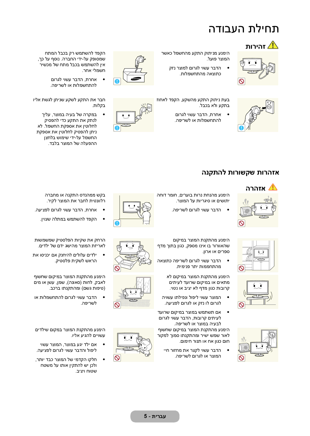 Samsung LT23C350MA/CH, LT23C350MAQ/CH, LT27C370MA/CH manual הנקתהל תורושקש תורהזא הרהזא 