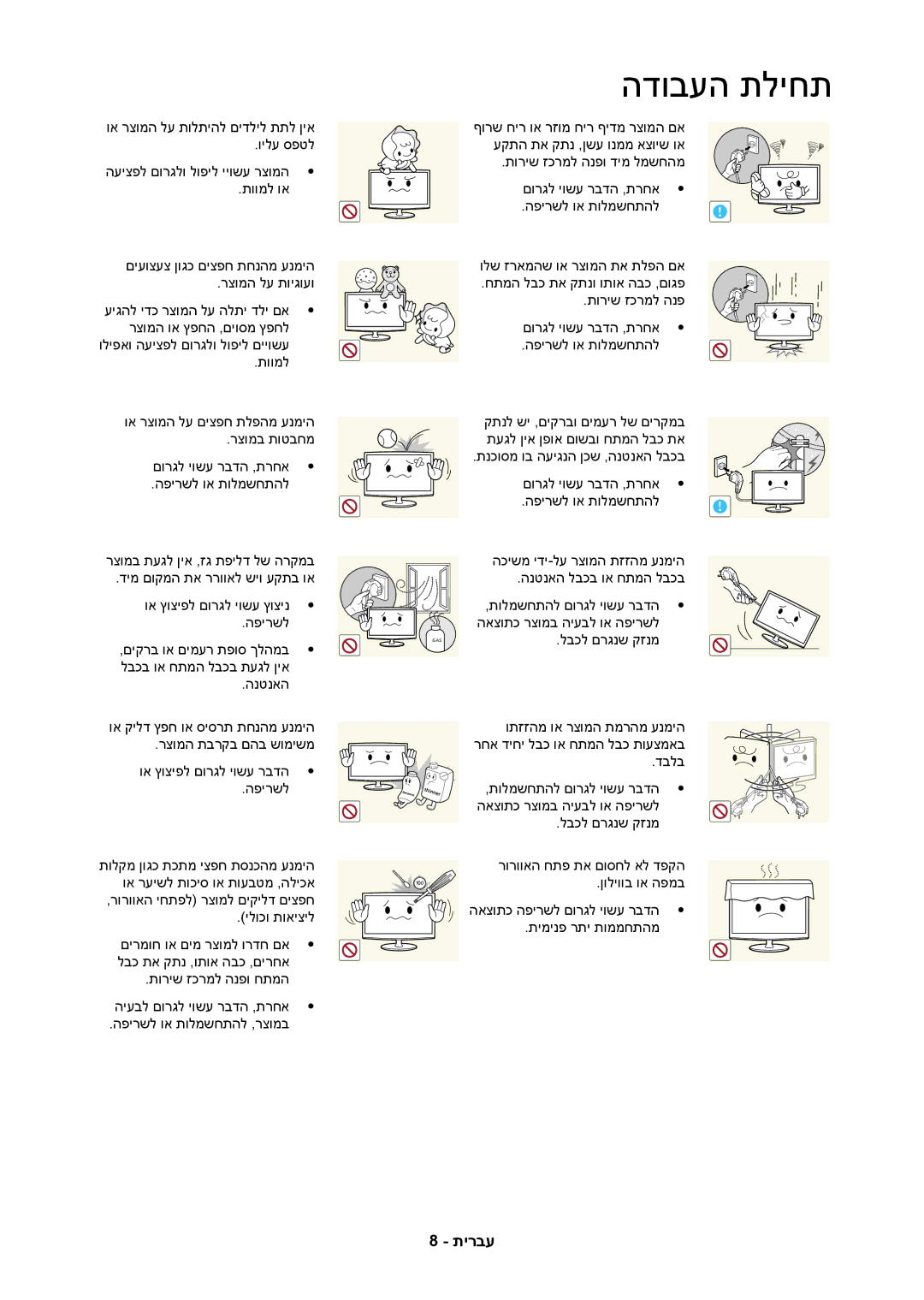 Samsung LT23C350MA/CH ילוכו תואיציל, לבכ תא קתנ ,ותוא הבכ ,םירחא תוריש זכרמל הנפו חתמה, תעגל ןיא ןפוא םושבו חתמה לבכ תא 