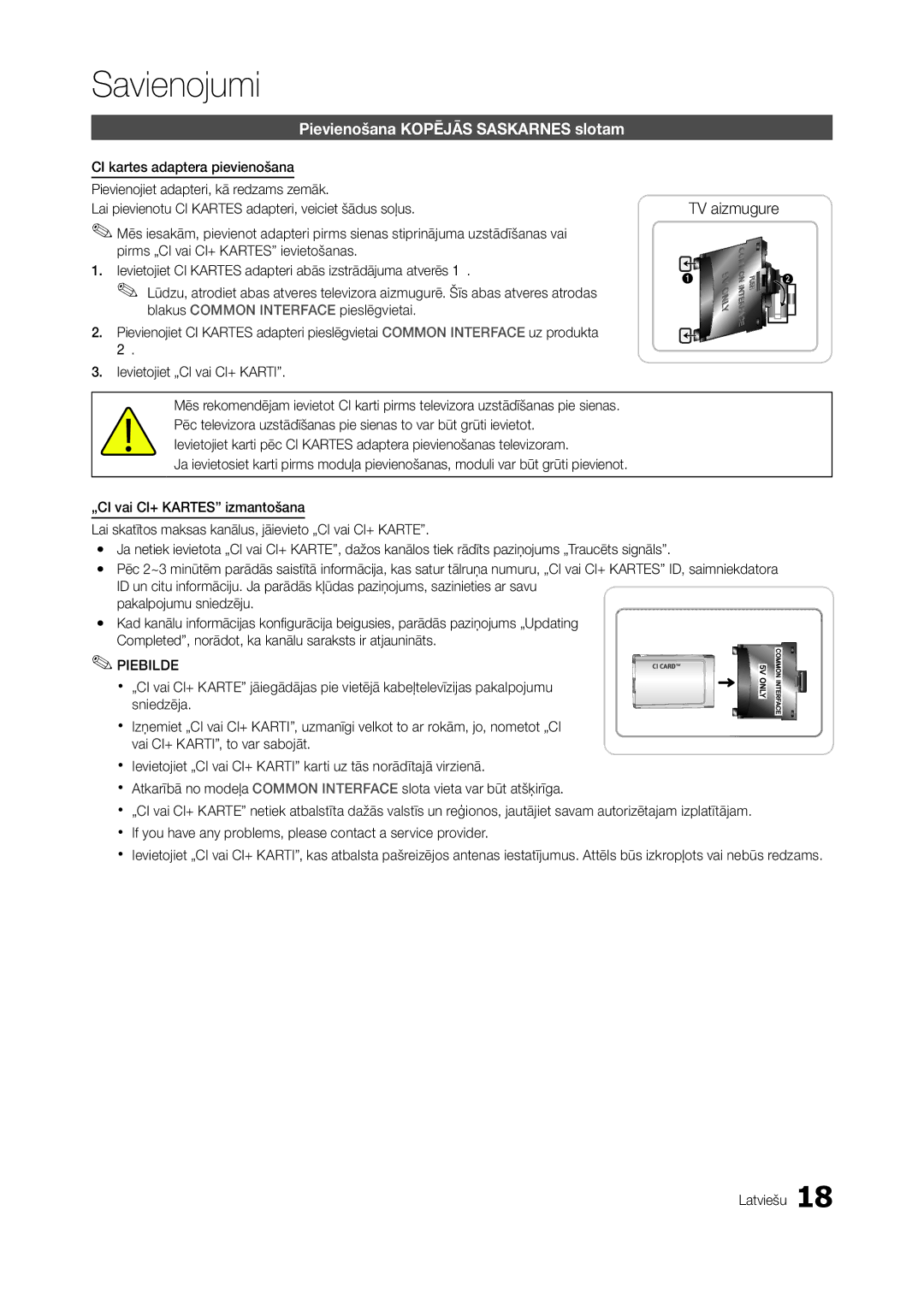 Samsung LT24A350EW/EN, LT23A350EW/EN, LT22A350EW/EN, LT23A550EW/EN manual Pievienošana Kopējās Saskarnes slotam, Piebilde 