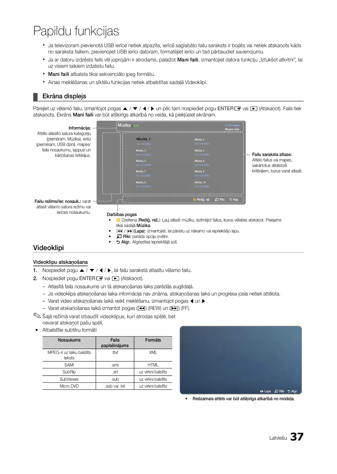 Samsung LT23A350EW/EN, LT24A350EW/EN, LT22A350EW/EN, LT23A550EW/EN manual Videoklipi, Ekrāna displejs, Ierīces nosaukumu 