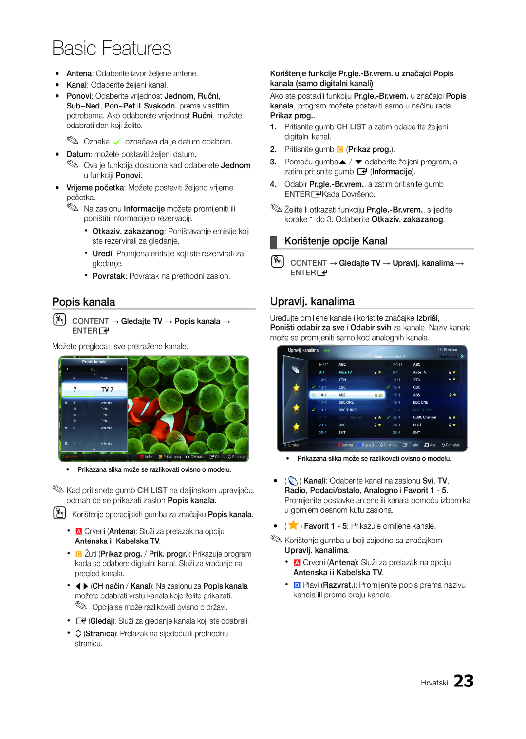 Samsung LT24A550EW/EN, LT24A350EW/EN, LT23A350EW/EN, LT22A350EW/EN Popis kanala, Upravlj. kanalima, Korištenje opcije Kanal 