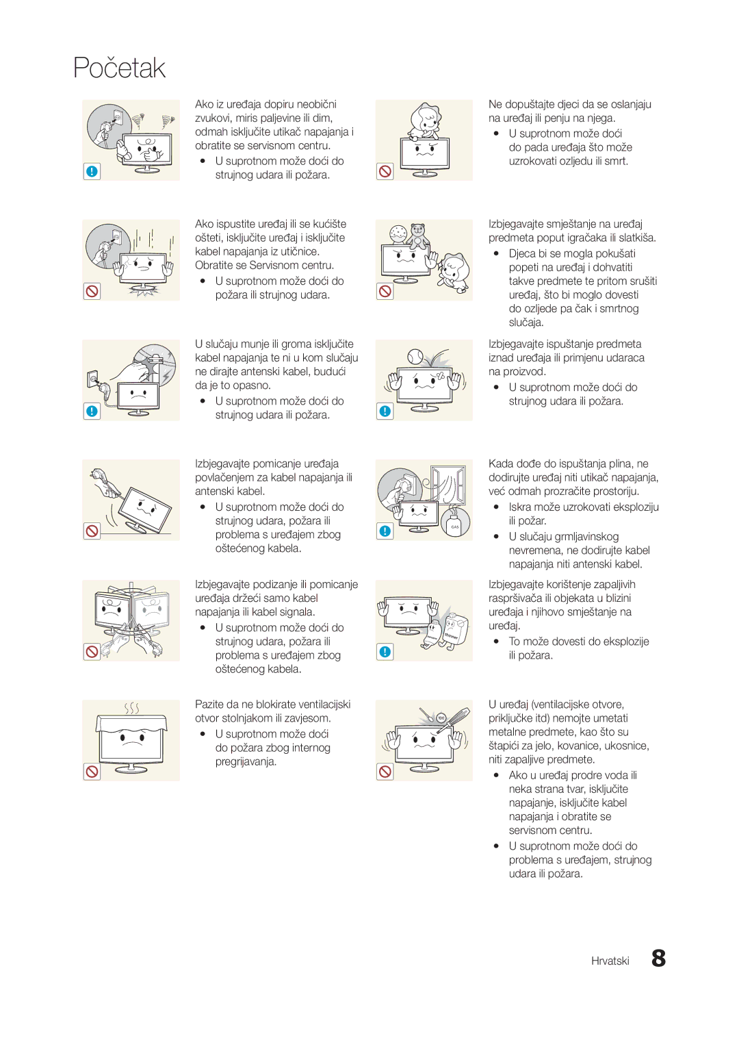 Samsung LT22A350EW/EN, LT24A350EW/EN manual Obratite se Servisnom centru, Problema s uređajem zbog ! oštećenog kabela 