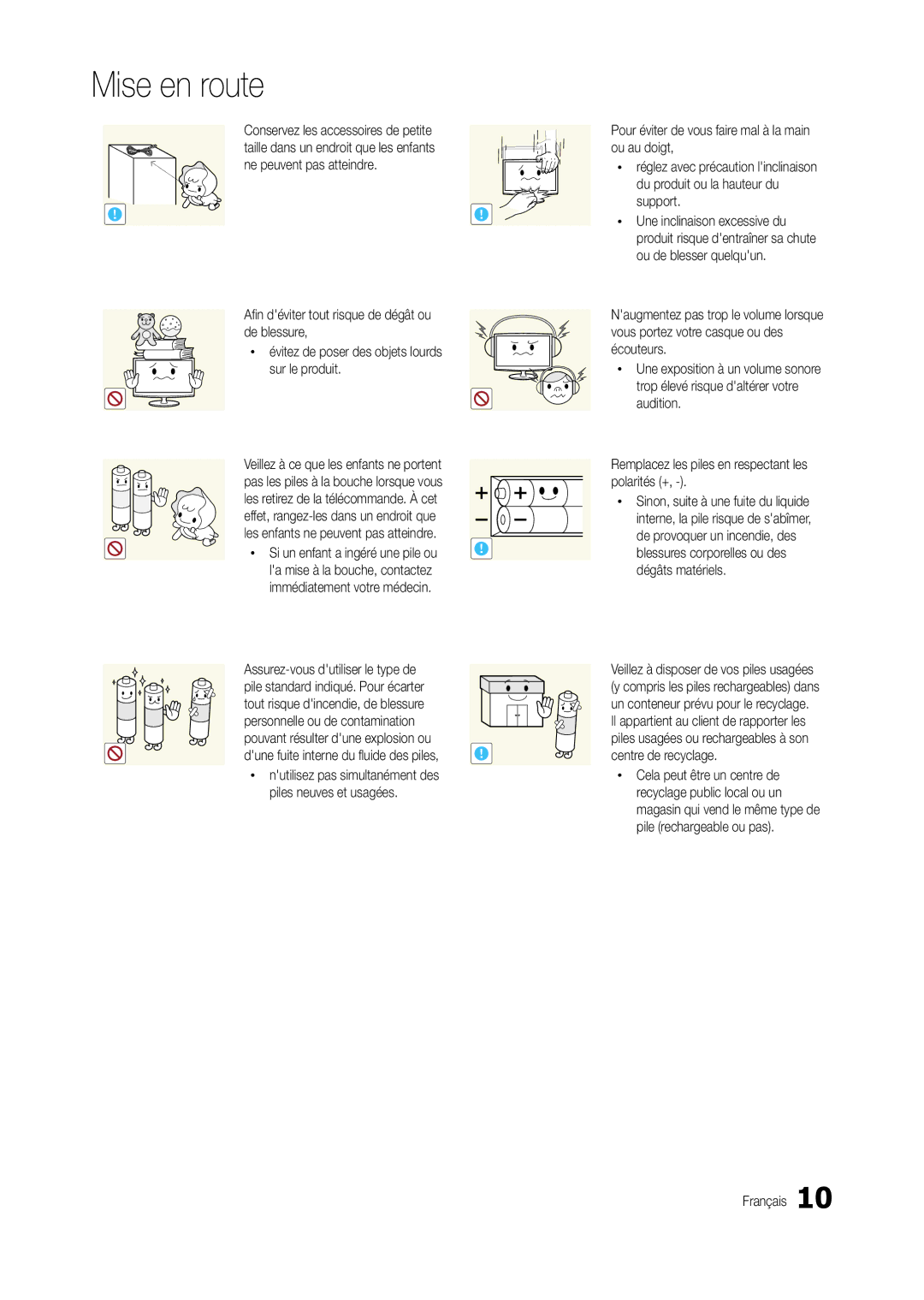 Samsung LT27B300EW/EN, LT24B300EE/EN, LS24B300BLZ/EN, LT22B350EW/EN manual Afin déviter tout risque de dégât ou de blessure 