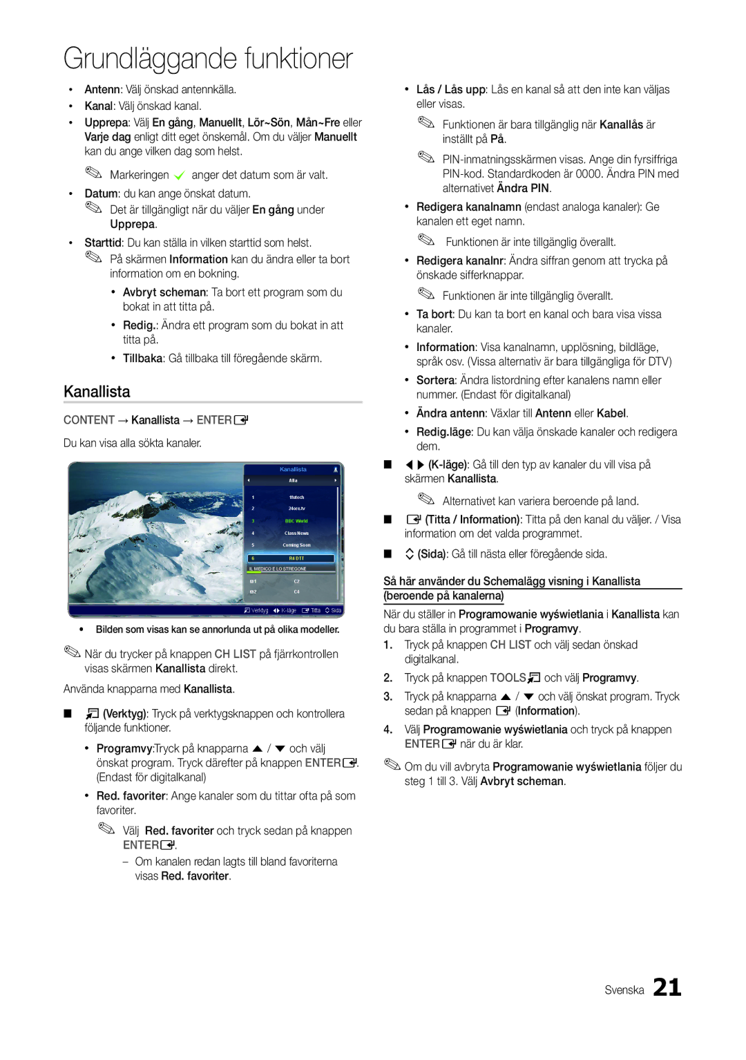 Samsung LT27B300EW/XE, LT24B300EE/XE manual Kanallista, Xx Antenn Välj önskad antennkälla Xx Kanal Välj önskad kanal 