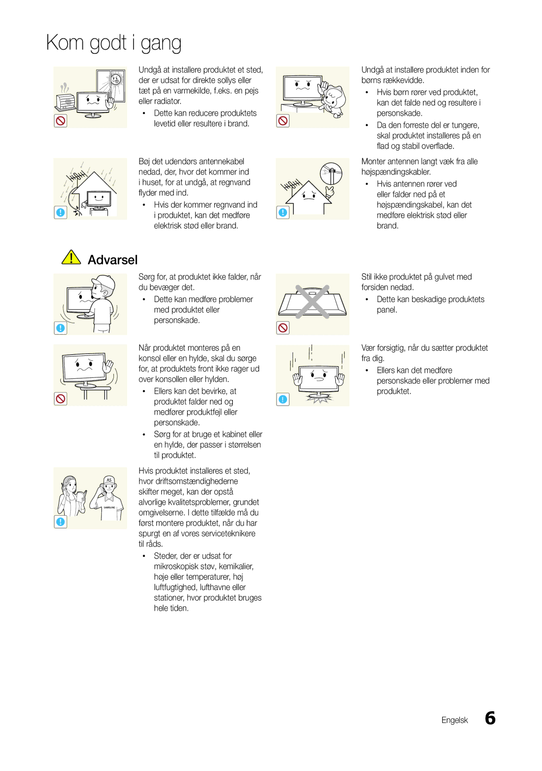 Samsung LT24B300EEC/XE, LT24B300EE/XE, LT24B300EW/XE Til råds, Undgå at installere produktet inden for børns rækkevidde 