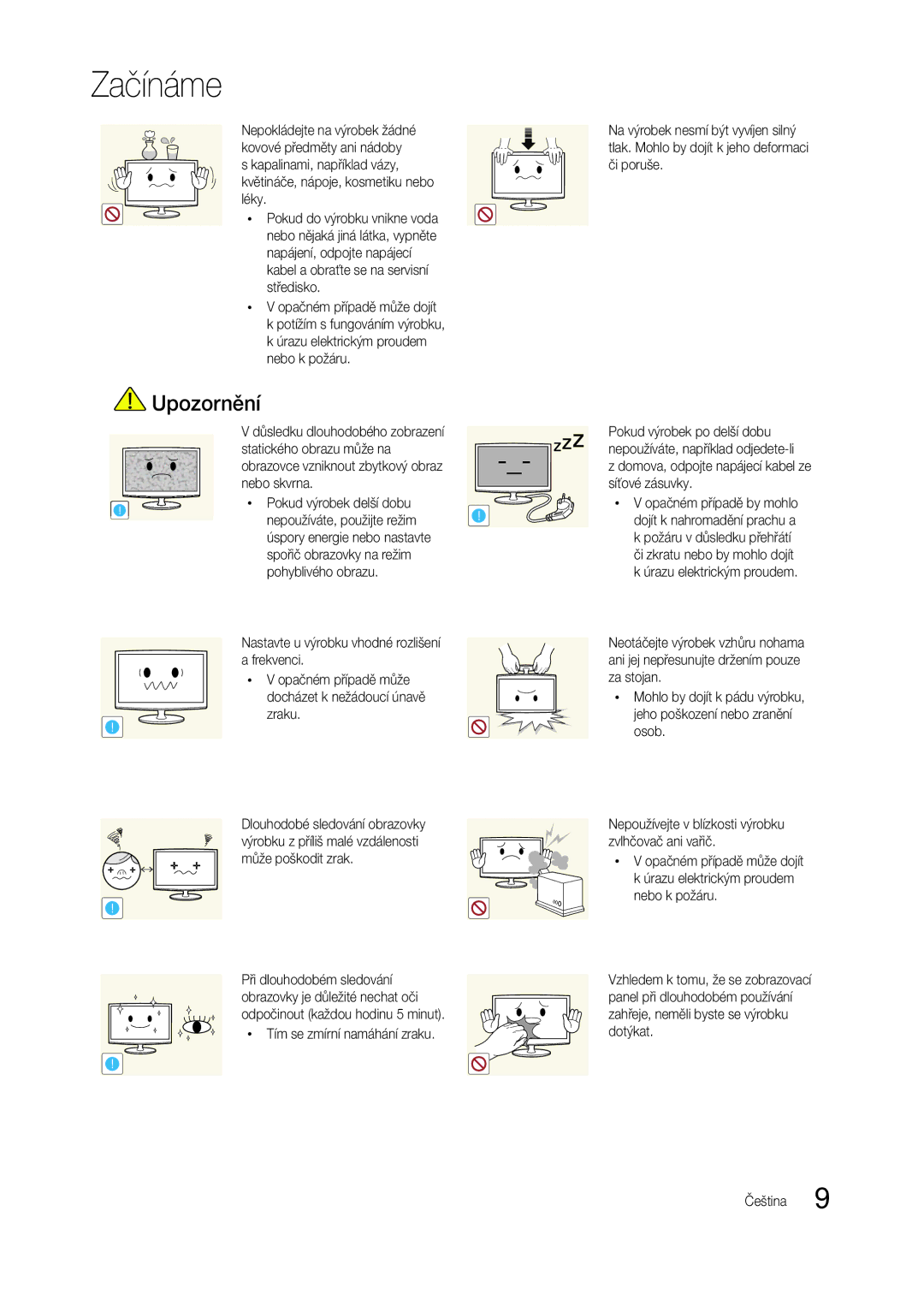 Samsung LS24B300BL/EN manual Spořič obrazovky na režim Pohyblivého obrazu, Domova, odpojte napájecí kabel ze síťové zásuvky 