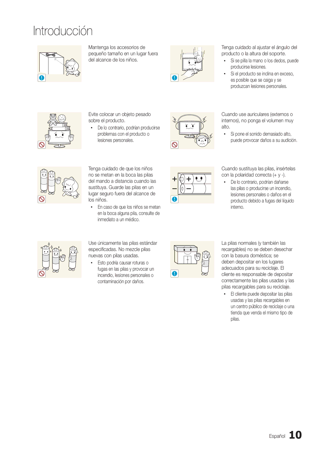 Samsung LT22B350EW/EN, LT24B300EEZ/EN, LT24B300EW/EN, LT24B300EEC/EN manual Evite colocar un objeto pesado sobre el producto 