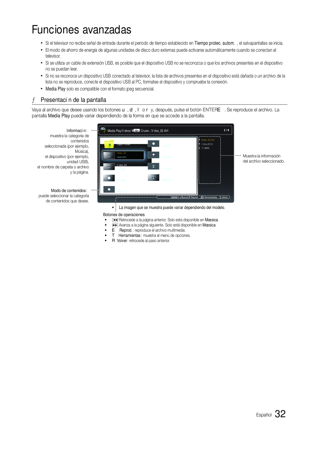 Samsung LT22B300EW/EN, LT24B300EEZ/EN, LT22B350EW/EN, LT24B300EW/EN manual Funciones avanzadas, Presentación de la pantalla 