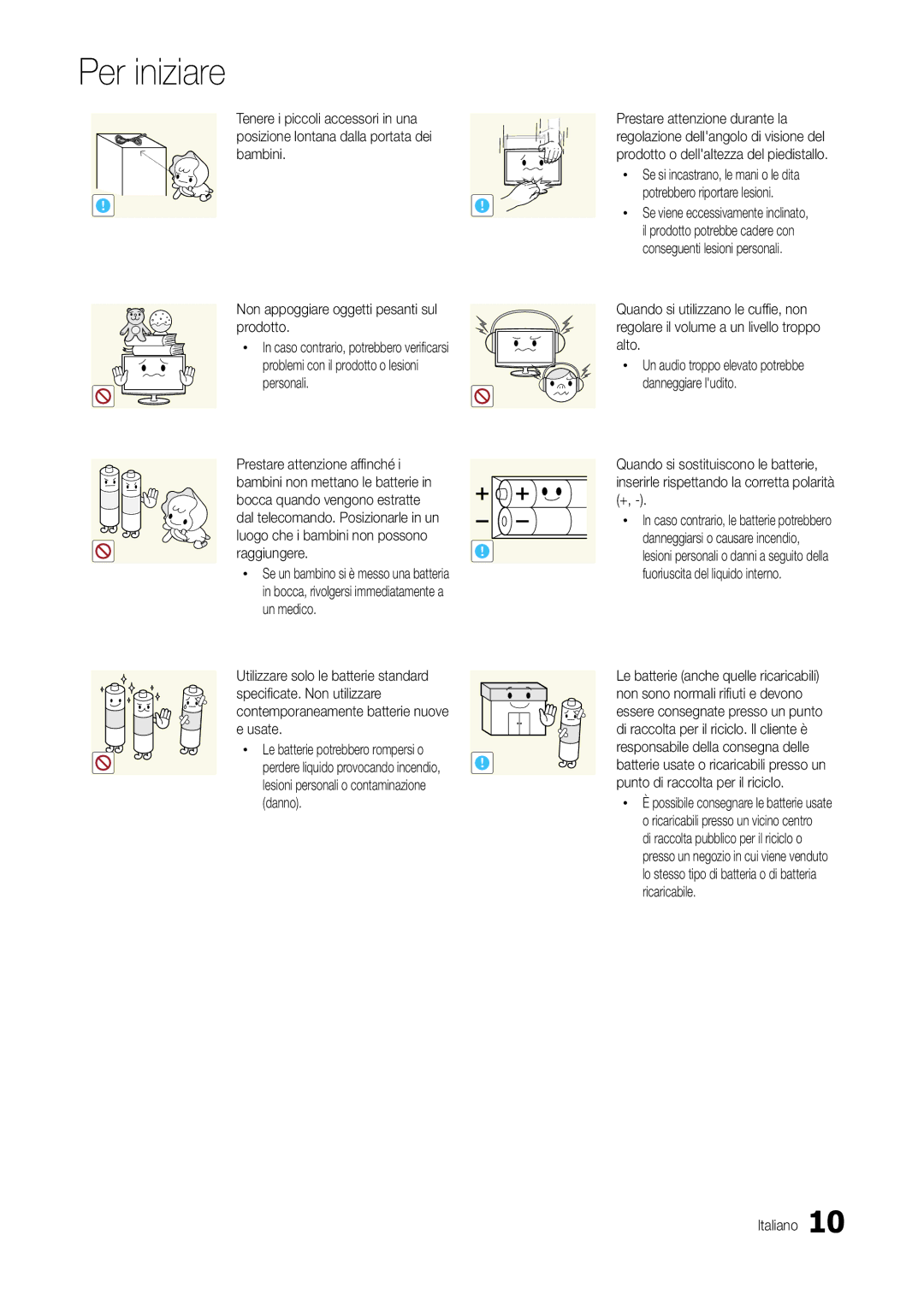 Samsung LT27B300EW/EN, LT24B300EEZ/EN, LT24B300EE/EN, LT22B350EW/EN Xx Un audio troppo elevato potrebbe danneggiare ludito 