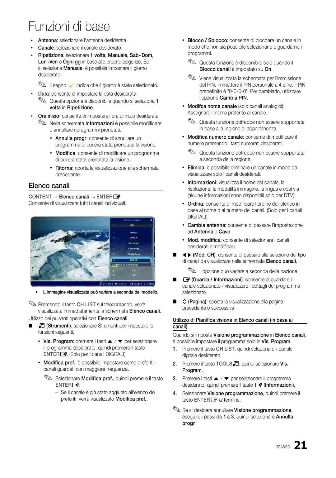 Samsung LT24B301EWY/EN, LT24B300EEZ/EN, LT24B300EE/EN Elenco canali, Selezionare Modifica pref., quindi premere il tasto 