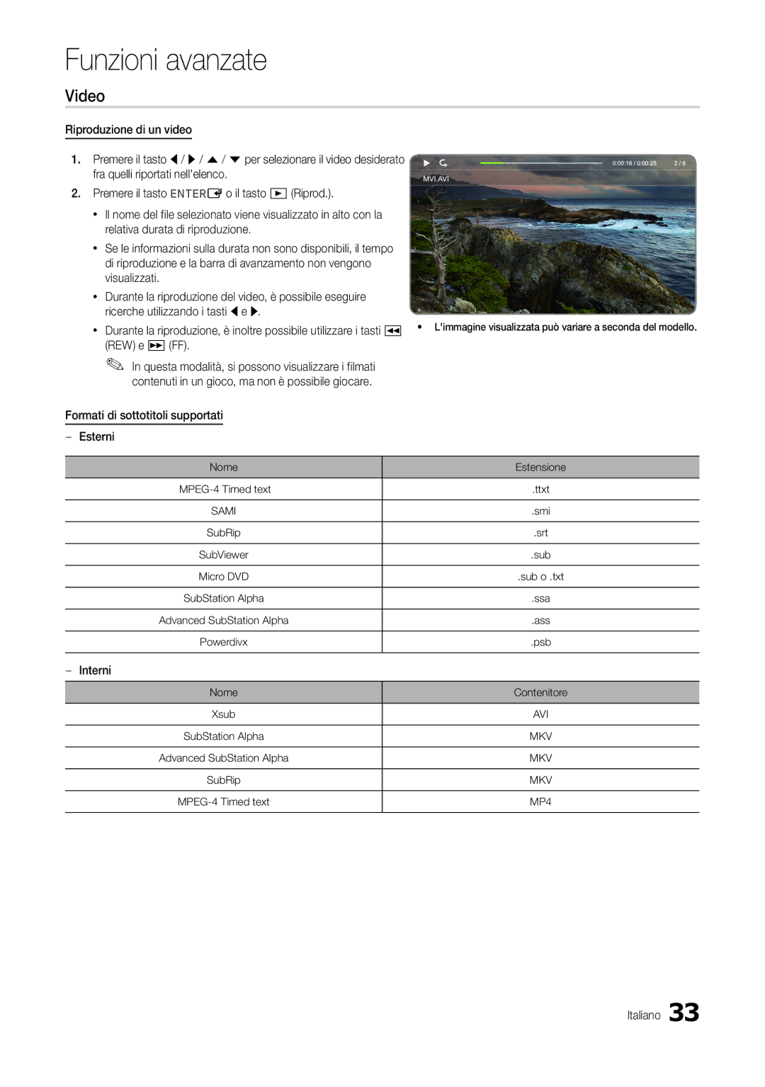 Samsung LT22B300EW/EN, LT24B300EEZ/EN, LT24B300EE/EN, LT22B350EW/EN manual Video, Relativa durata di riproduzione, Interni 