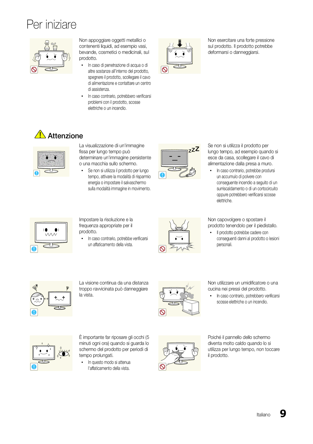 Samsung LT24B301EW/EN, LT24B300EEZ/EN, LT24B300EE/EN manual Elettriche o un incendio, Problemi con il prodotto, scosse 