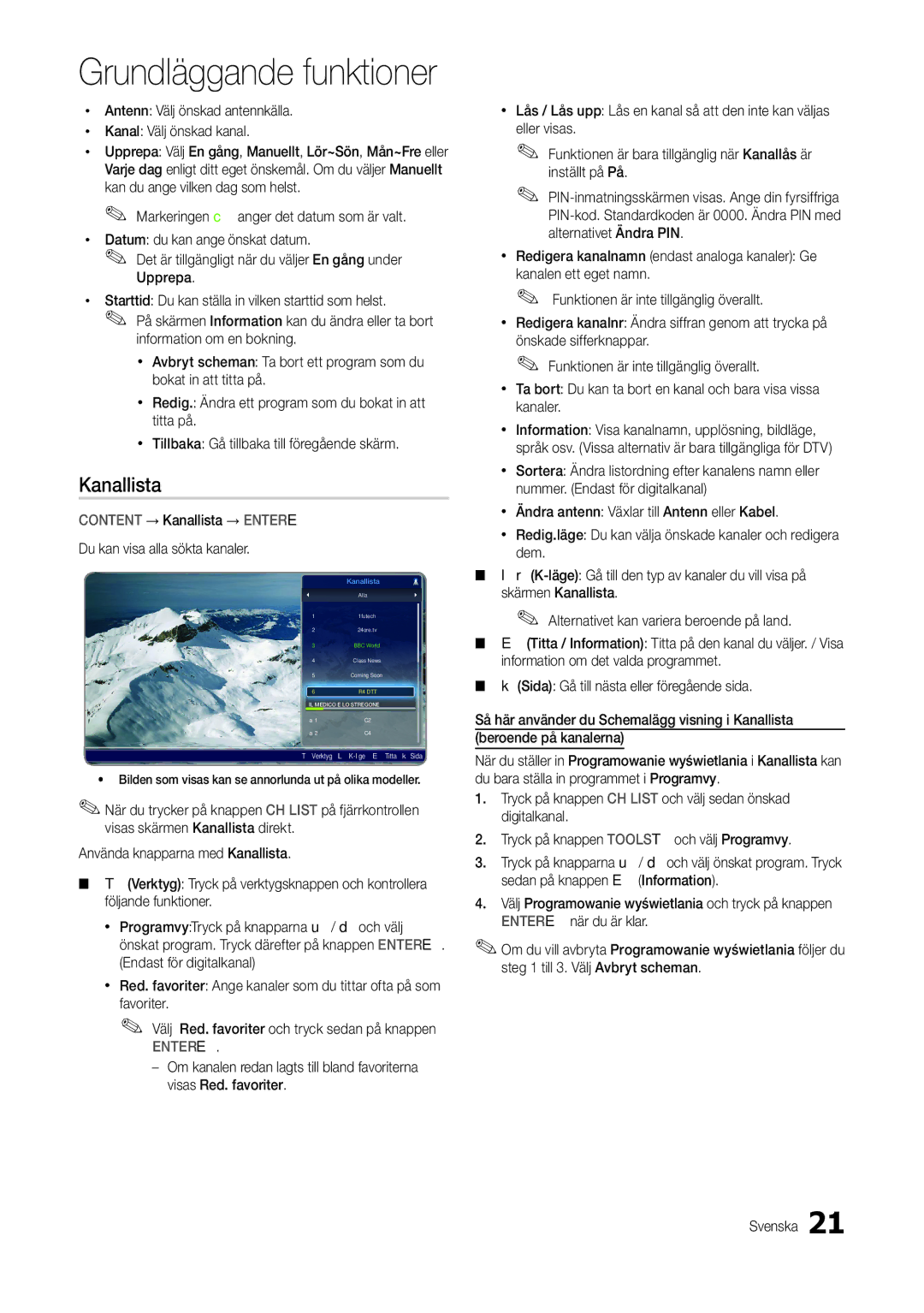 Samsung LT24B300EW/XE, LT22B300EW/XE manual Kanallista, Xx Antenn Välj önskad antennkälla Xx Kanal Välj önskad kanal 