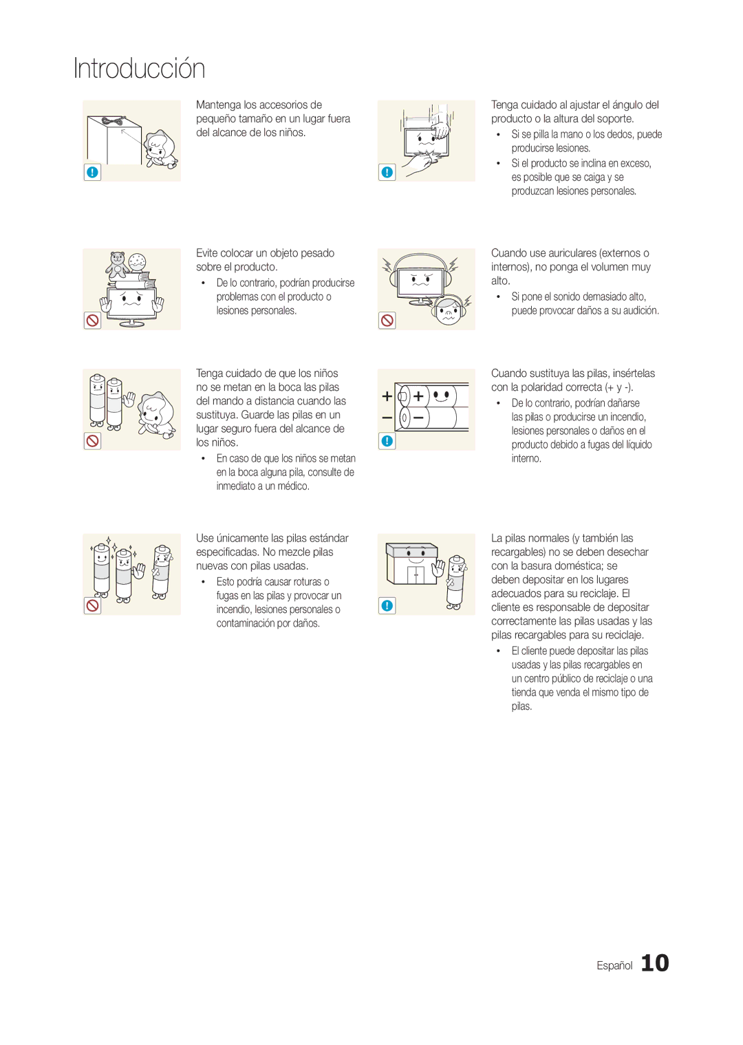 Samsung LT24B301EW/EN manual Evite colocar un objeto pesado sobre el producto 