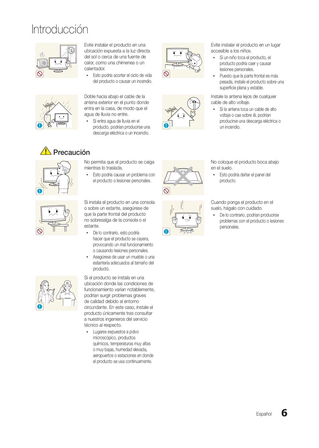 Samsung LT24B301EW/EN manual Doble hacia abajo el cable de la, Mientras lo traslada, Si el producto se instala en una 