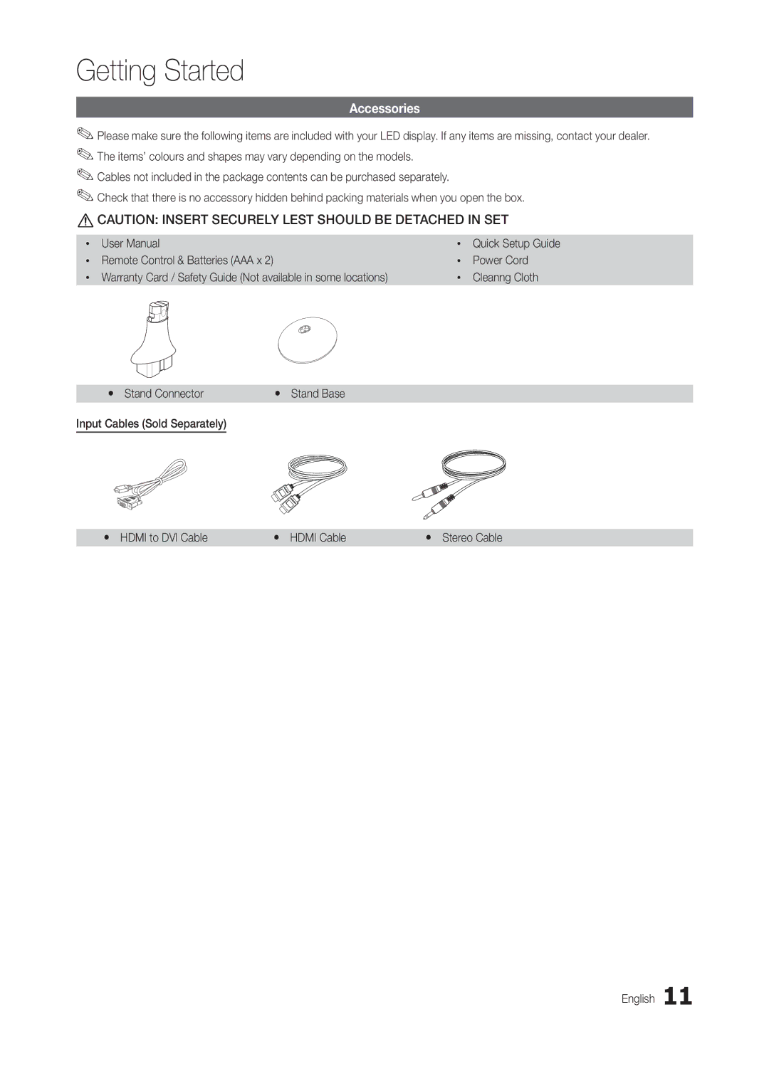 Samsung LT24B301EWY/XE, LT24B301EWY/EN, LT24B301EW/EN, LT24B301MW/ZR manual Accessories, Quick Setup Guide 