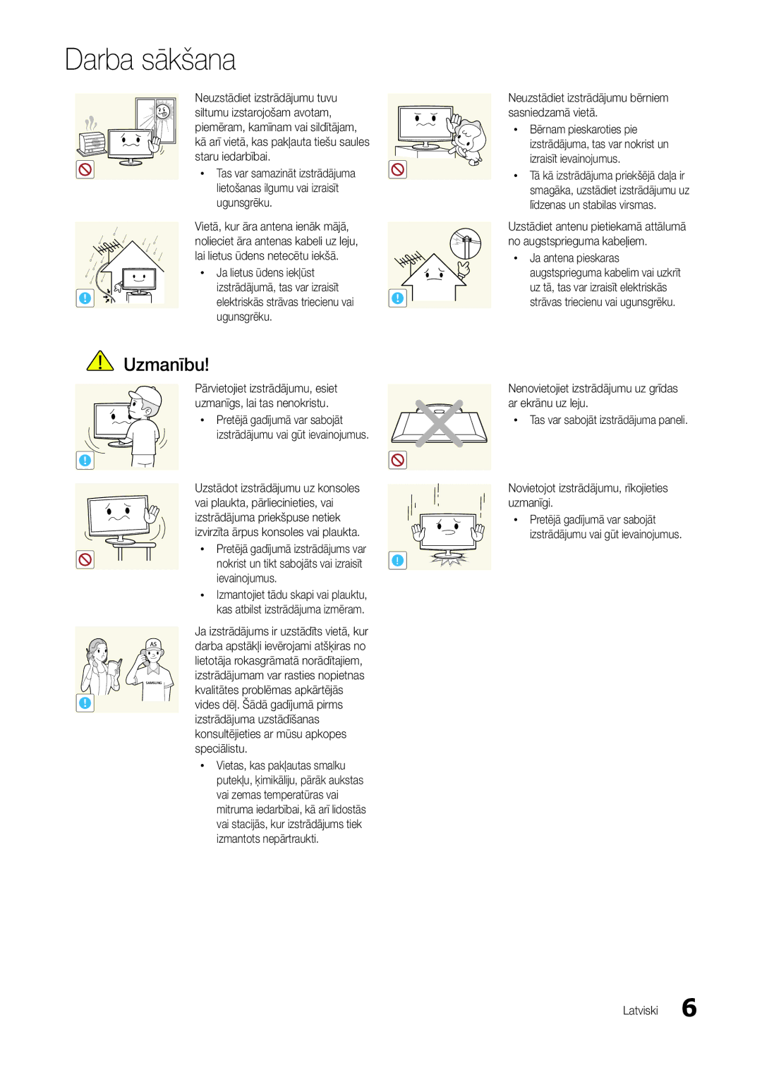 Samsung LT24B301EWY/EN, LT24B301EW/EN manual Ja lietus ūdens iekļūst Izstrādājumā, tas var izraisīt, Ievainojumus 