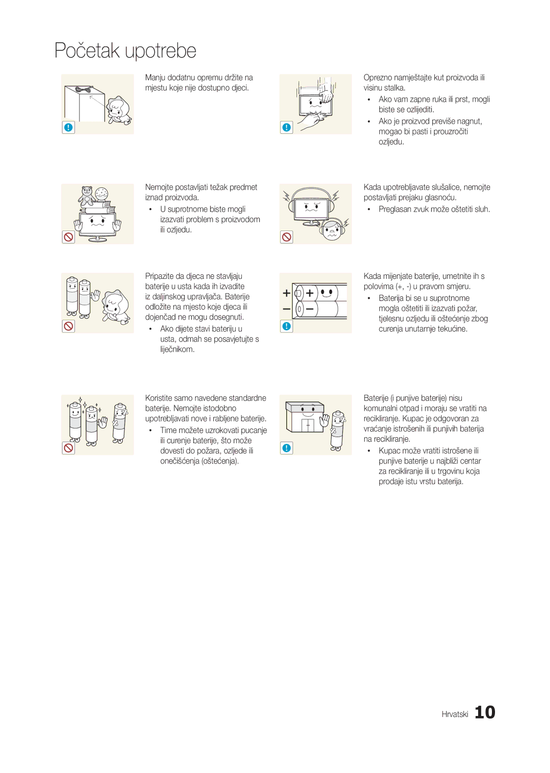 Samsung LT24B301EWY/EN, LT24B301EW/EN manual Ako dijete stavi bateriju u, Liječnikom Koristite samo navedene standardne 