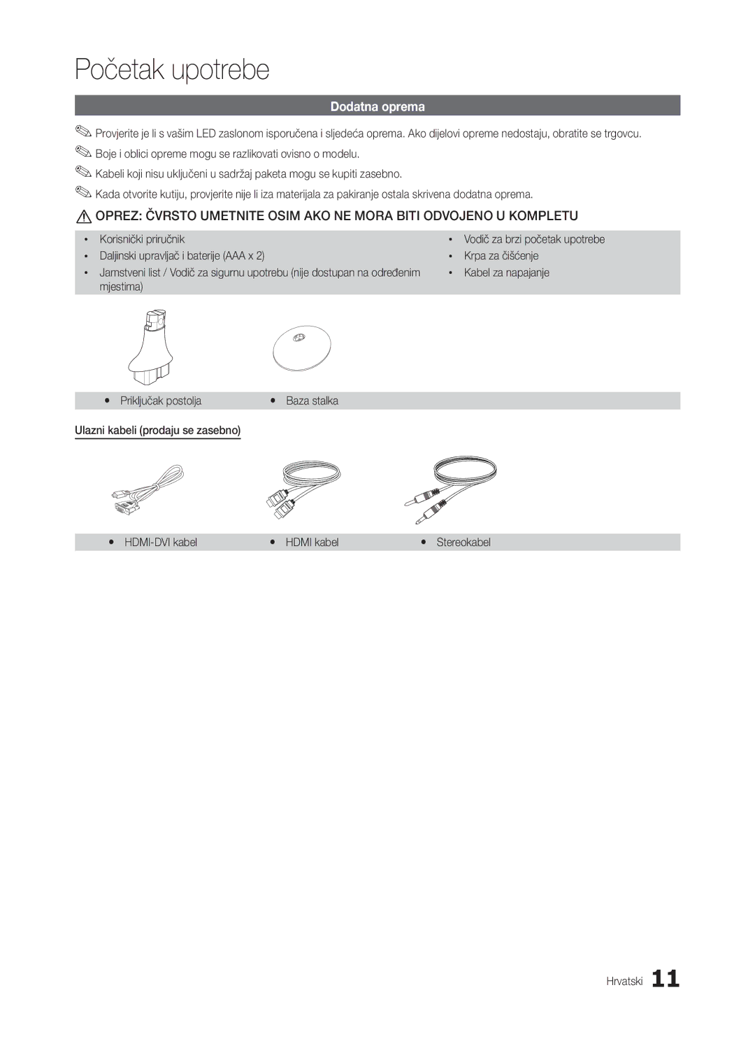 Samsung LT24B301EW/EN manual Dodatna oprema, Korisnički priručnik, Daljinski upravljač i baterije AAA x Krpa za čišćenje 