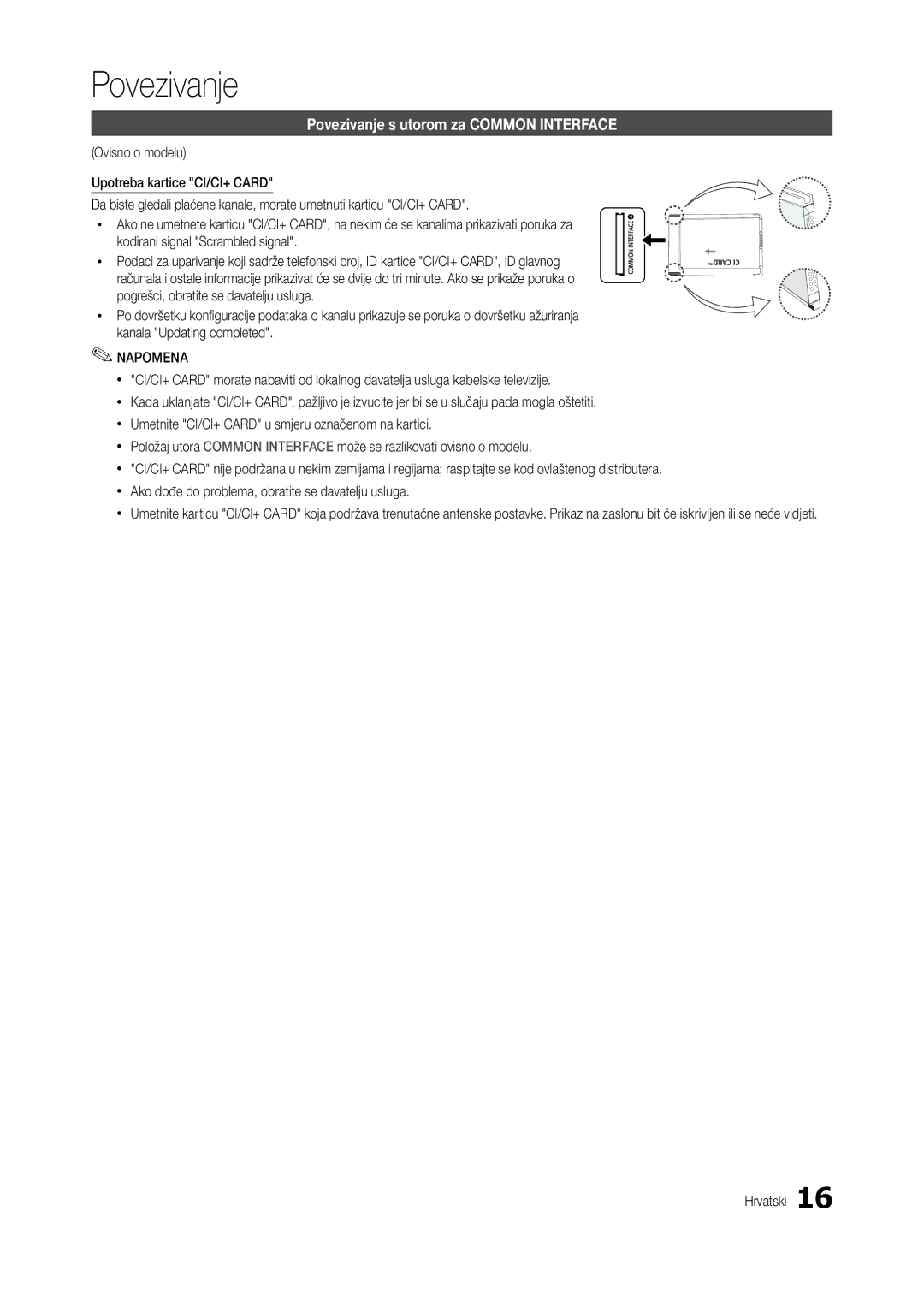 Samsung LT24B301EWY/EN, LT24B301EW/EN manual Povezivanje s utorom za Common Interface, Napomena 