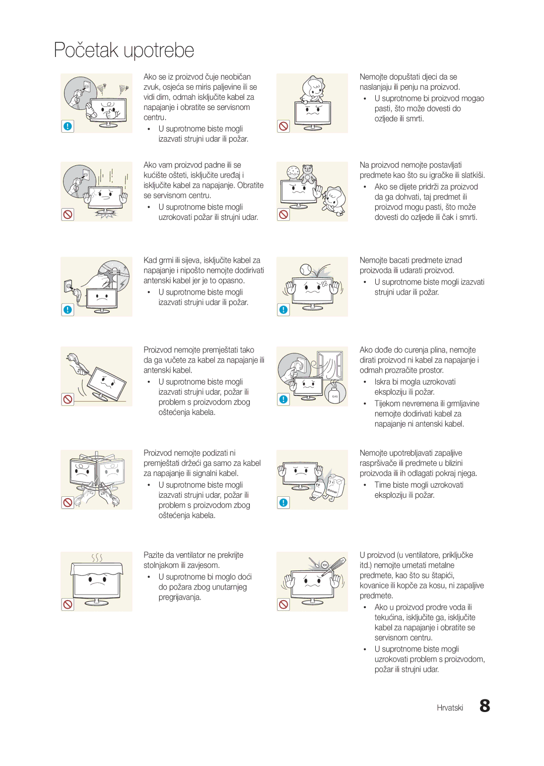 Samsung LT24B301EWY/EN, LT24B301EW/EN manual Problem s proizvodom zbog ! oštećenja kabela, Za napajanje ili signalni kabel 