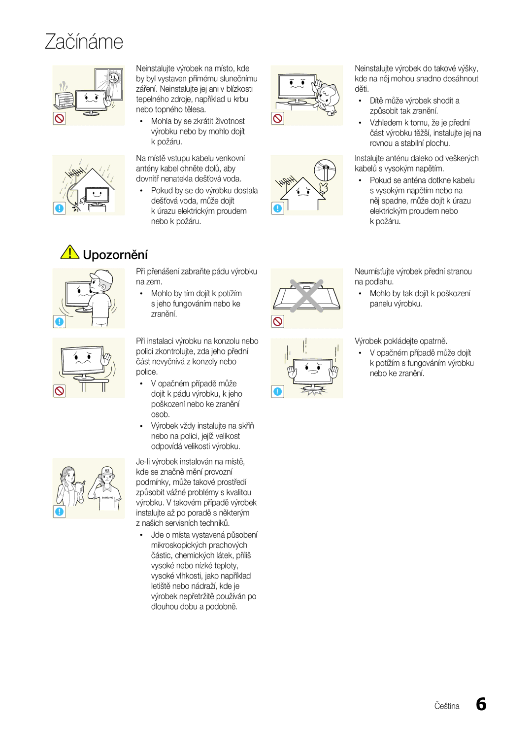 Samsung LT24B301EWY/EN manual Dovnitř nenatekla dešťová voda, Xx Pokud se anténa dotkne kabelu, Kde se značně mění provozní 