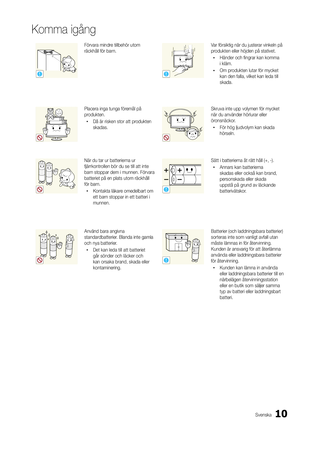 Samsung LT24B301EWY/XE manual Kan orsaka brand, skada eller ! kontaminering 