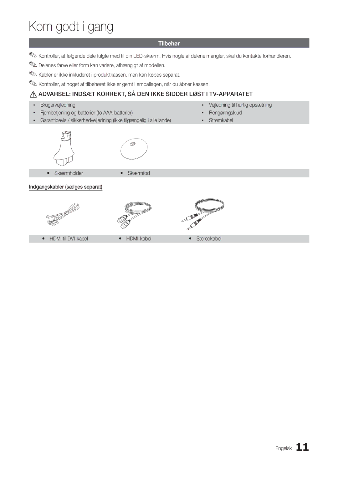 Samsung LT24B301EWY/XE manual Tilbehør, Xx Strømkabel Yy Skærmholder 