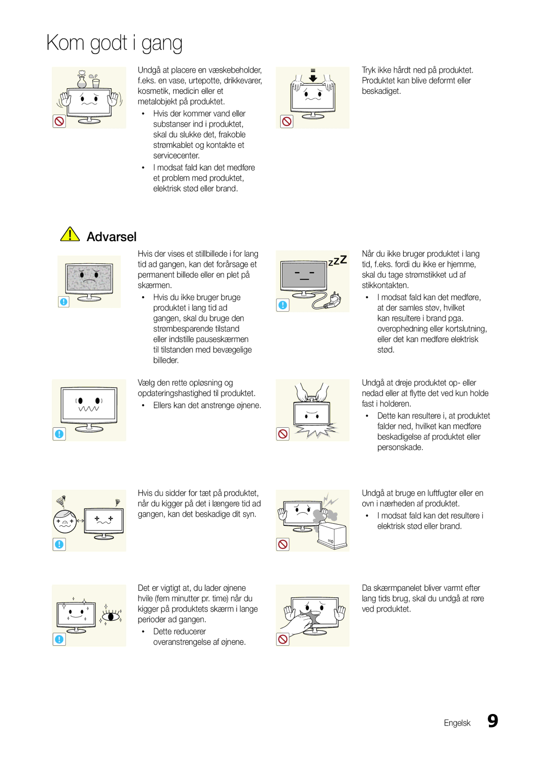 Samsung LT24B301EWY/XE manual Xx Ellers kan det anstrenge øjnene 