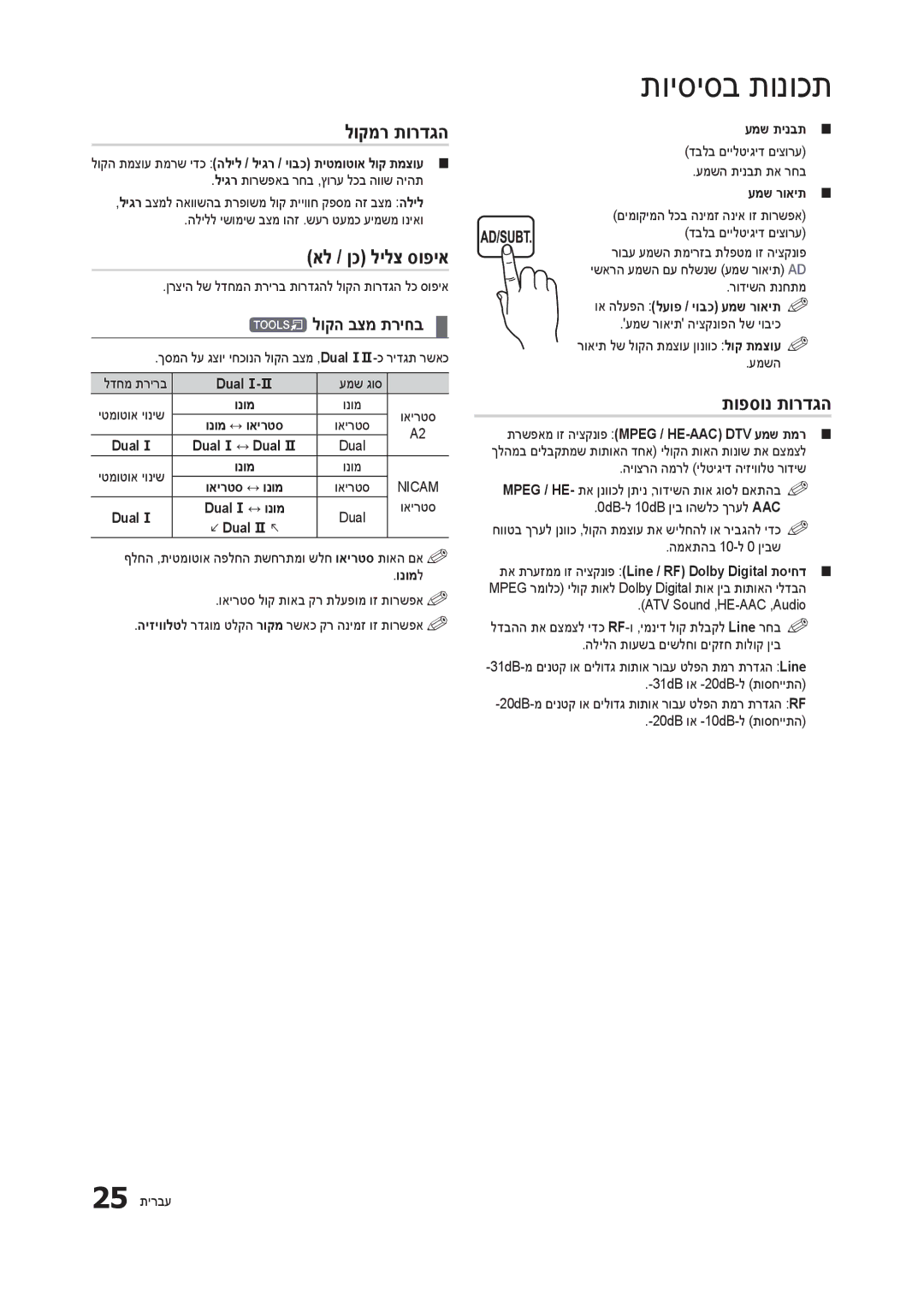 Samsung LT24B301MA/CH manual לוקמר תורדגה, אל / ןכ לילצ סופיא, תופסונ תורדגה, Tלוקה בצמ תריחב 