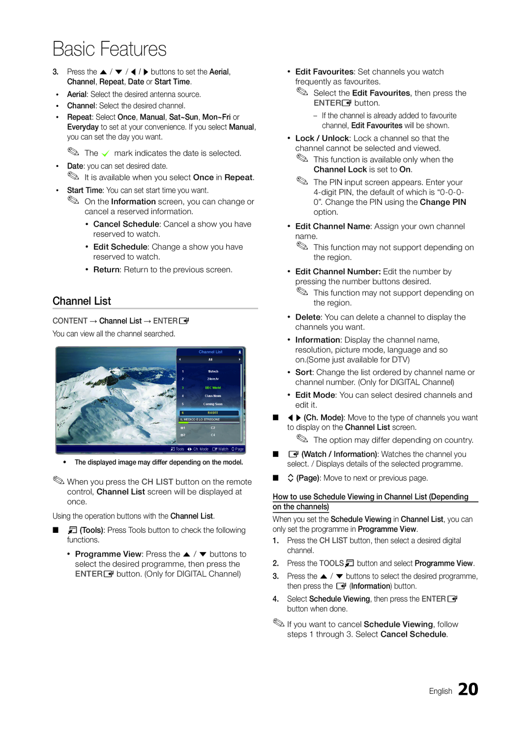 Samsung LT24B301MA/CH manual Channel List 