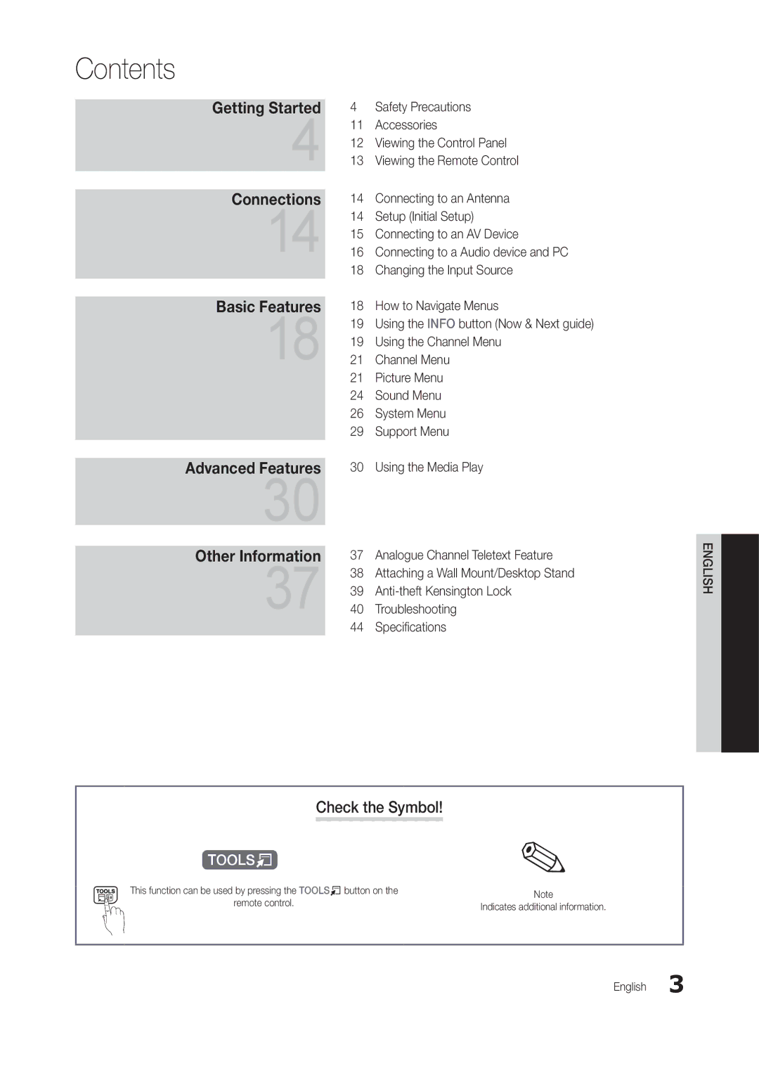 Samsung LT24B301MA/CH manual Contents 