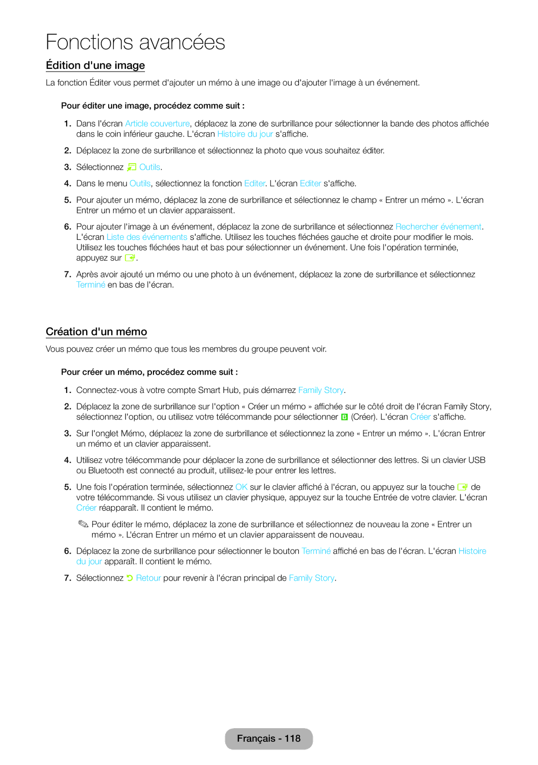 Samsung LT24B750EW/EN, LT27B750EW/EN manual Édition dune image, Création dun mémo 