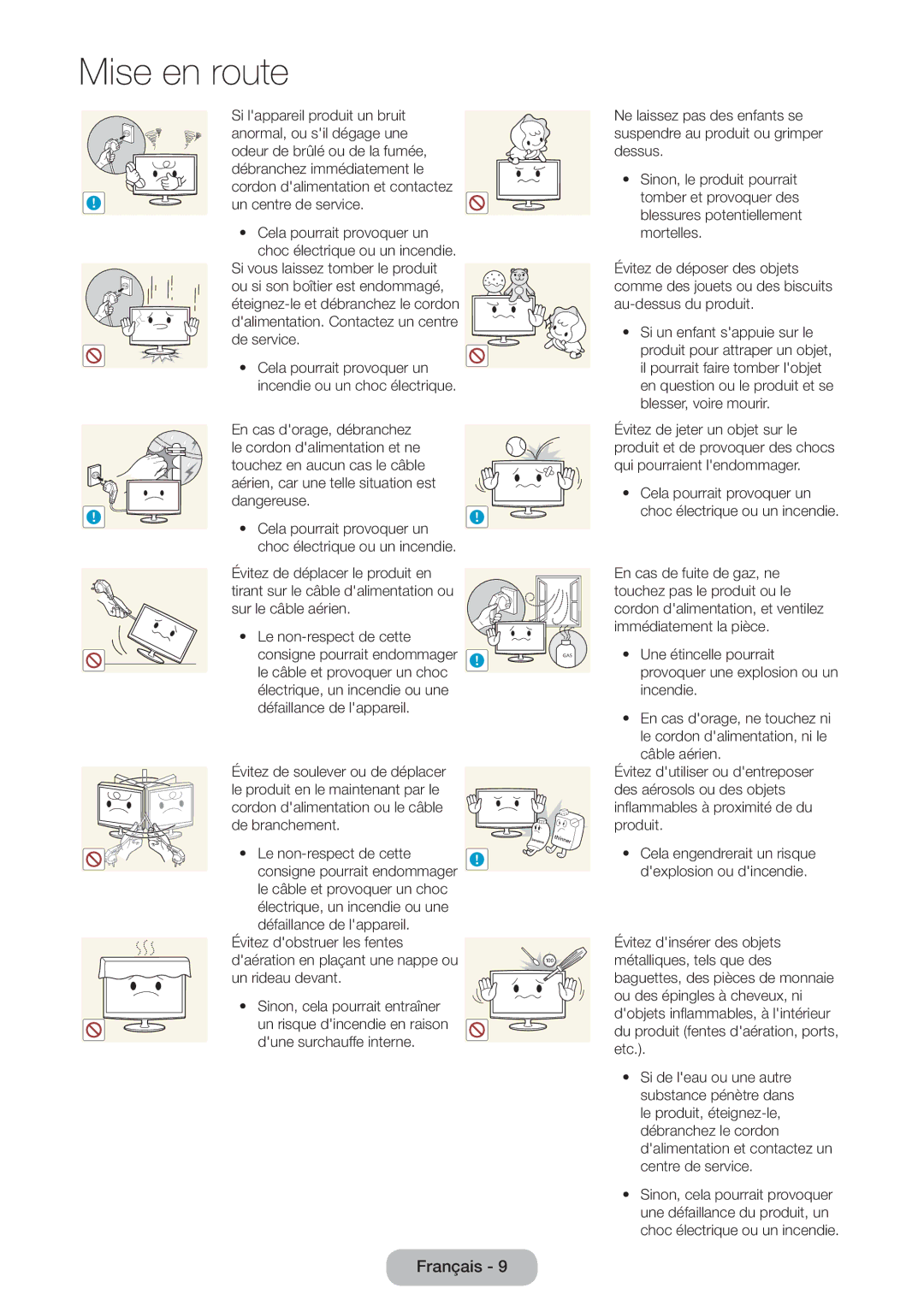 Samsung LT27B750EW/EN manual Si lappareil produit un bruit, Anormal, ou sil dégage une, Odeur de brûlé ou de la fumée 