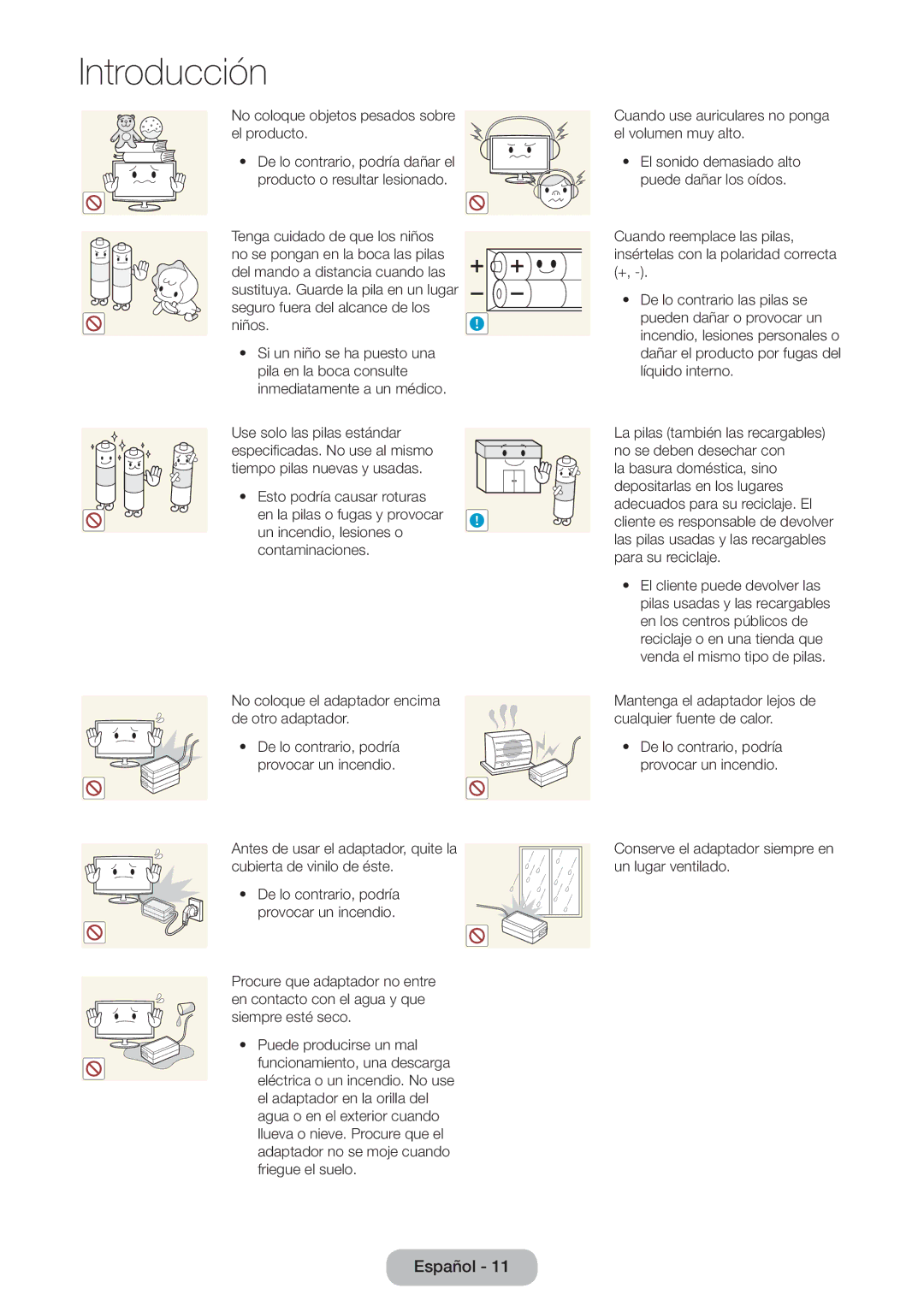 Samsung LT27B750EW/EN, LT24B750EW/EN manual No coloque objetos pesados sobre el producto 