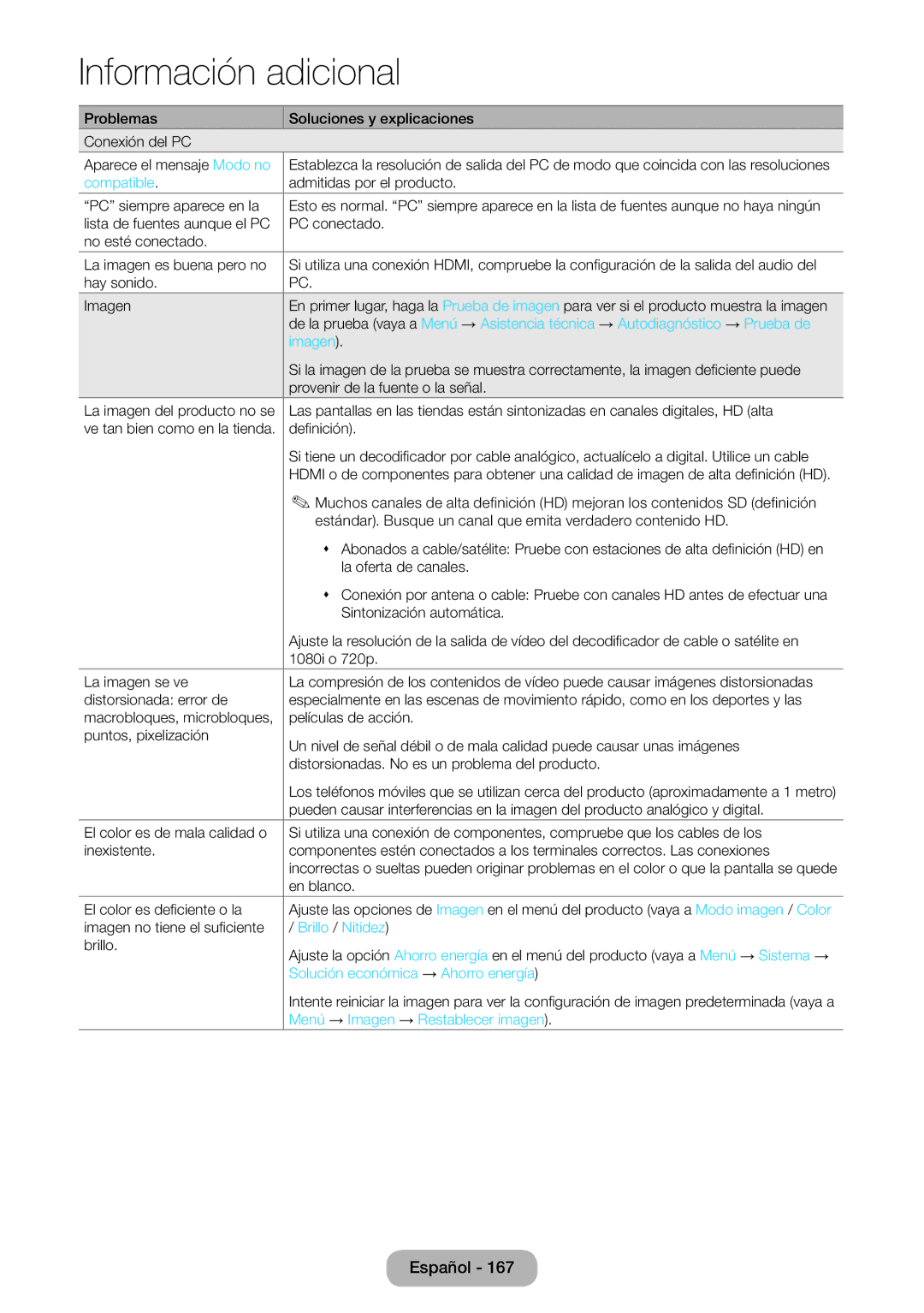 Samsung LT27B750EW/EN, LT24B750EW/EN manual Compatible, Brillo / Nitidez, Solución económica → Ahorro energía 