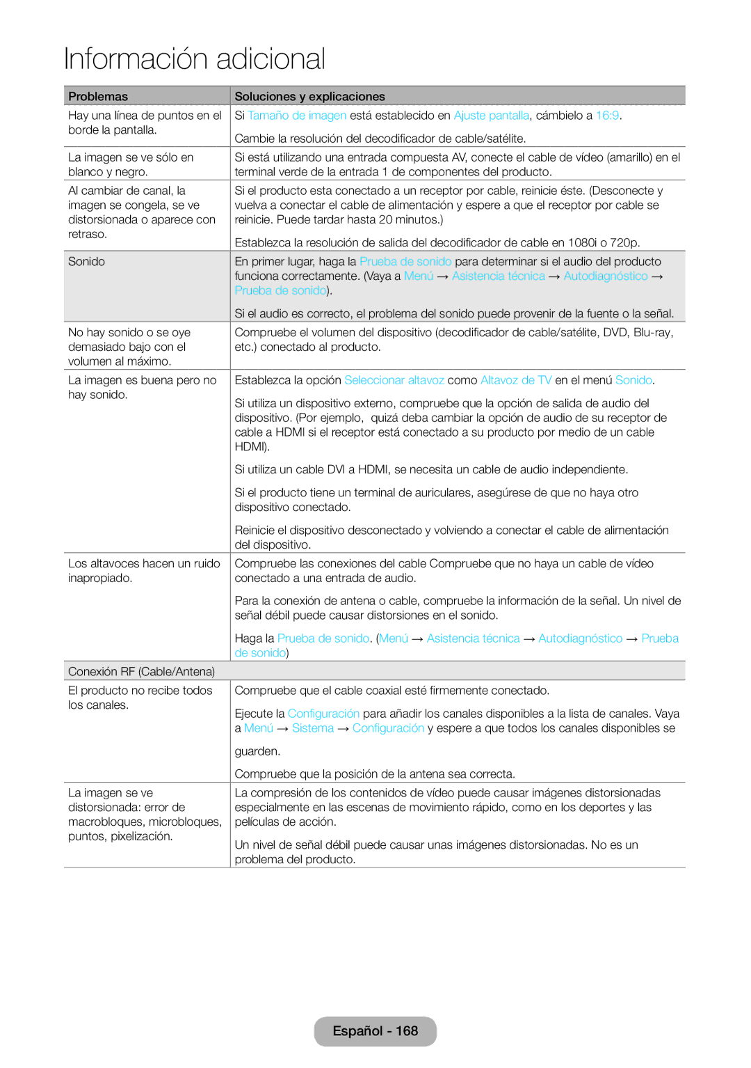 Samsung LT24B750EW/EN, LT27B750EW/EN manual Prueba de sonido, De sonido 