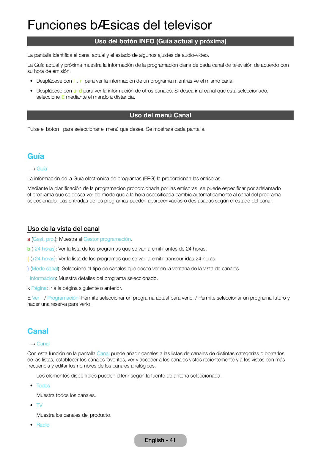 Samsung LT27B750EW/EN Uso del botón Info Guía actual y próxima, Uso del menú Canal, Uso de la vista del canal 