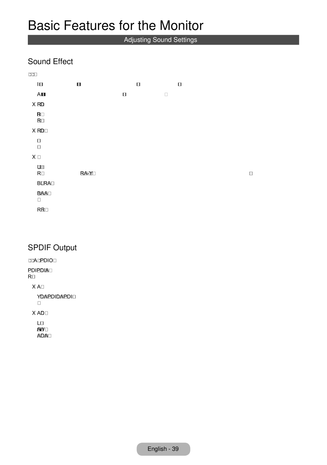 Samsung LT24B750EX/EN, LT24B750EWV/EN, LT27B750EWV/EN, LT24B750EW/EN Sound Effect, Spdif Output, Adjusting Sound Settings 