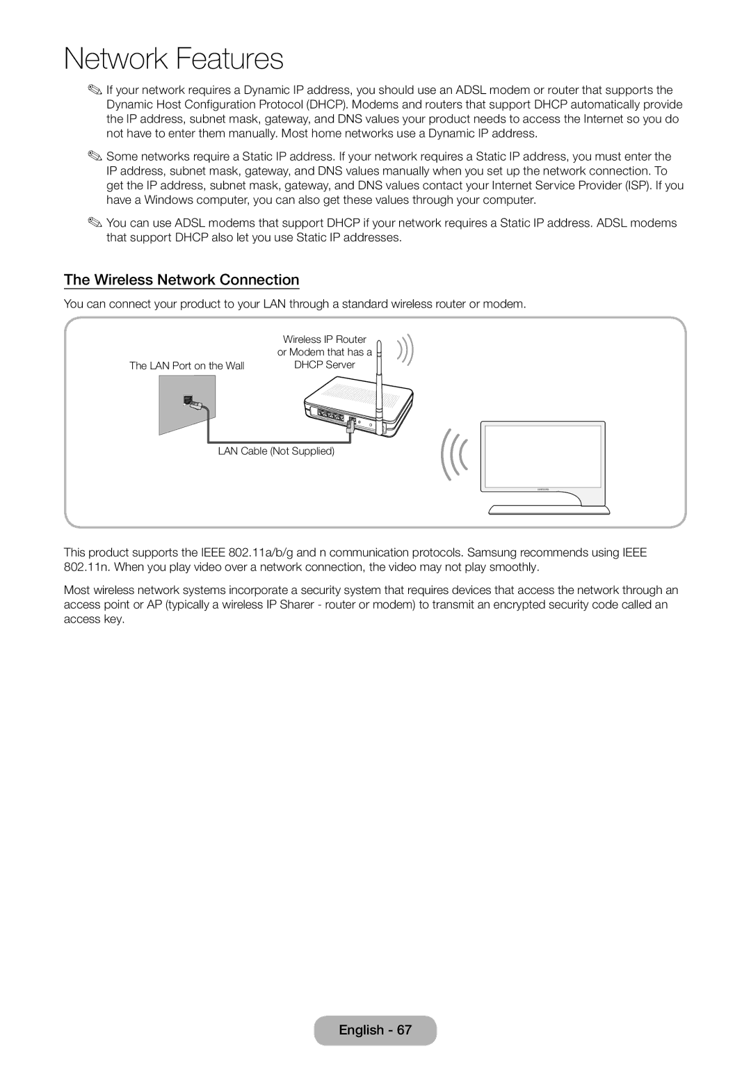 Samsung LT27B750EX/CI, LT24B750EWV/EN, LT27B750EWV/EN, LT24B750EW/EN, LT27B750EW/EN, LT27B750EX/EN Wireless Network Connection 