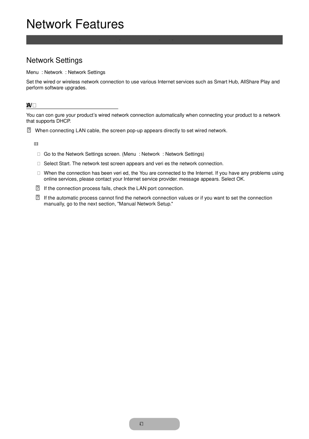 Samsung LT24B750EX/EN, LT24B750EWV/EN manual Network Settings, Setting up a Wired Network, Automatic Wired Network Setup 