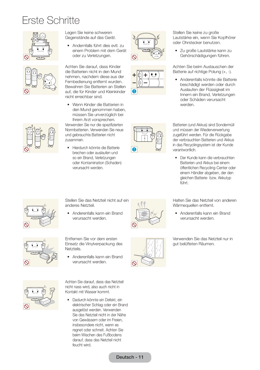 Samsung LT27B750EW/EN, LT24B750EWV/EN, LT27B750EWV/EN, LT24B750EW/EN manual Legen Sie keine schweren Gegenstände auf das Gerät 