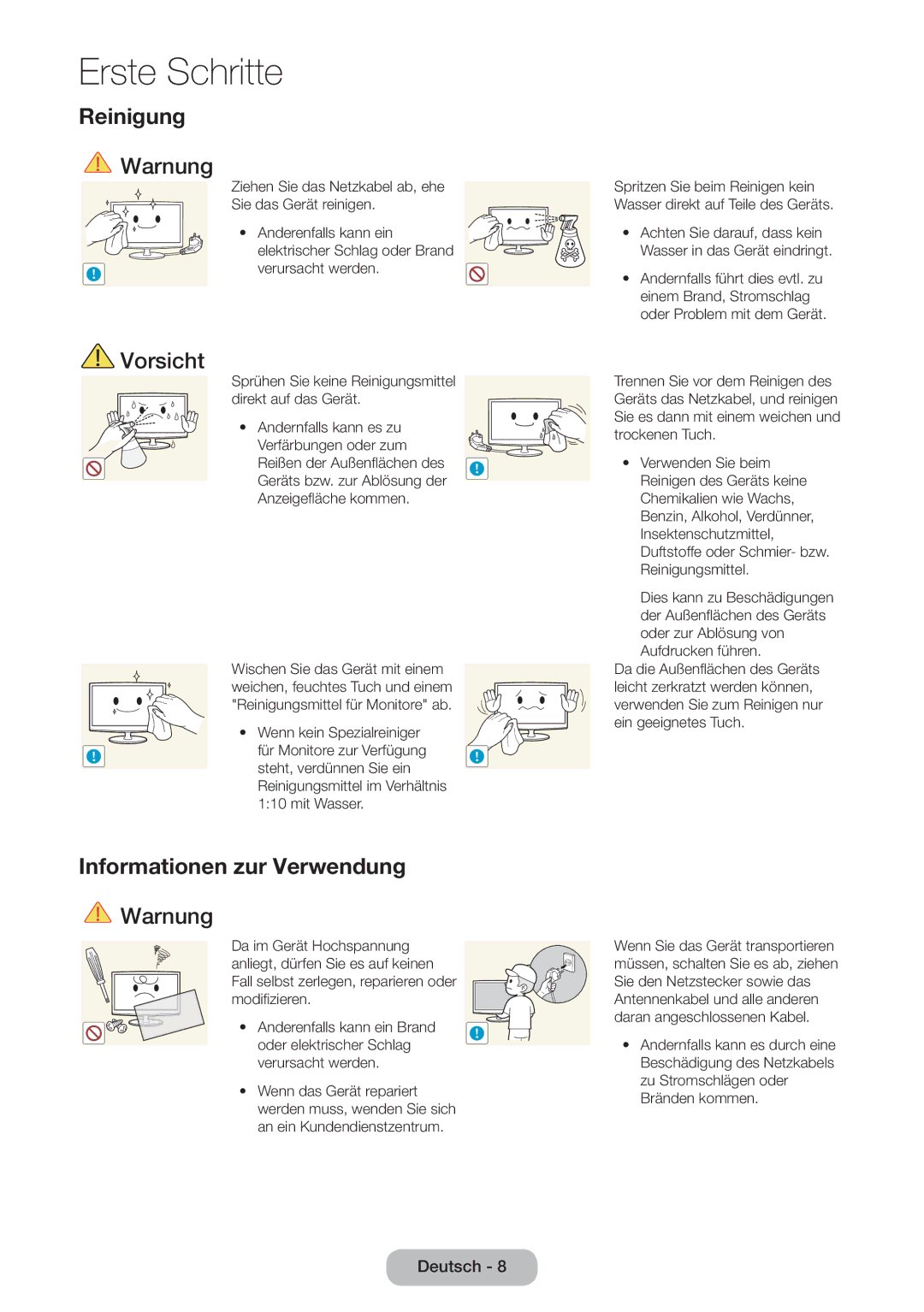 Samsung LT24B750EWV/EN, LT27B750EWV/EN, LT24B750EW/EN, LT27B750EW/EN manual Reinigung 