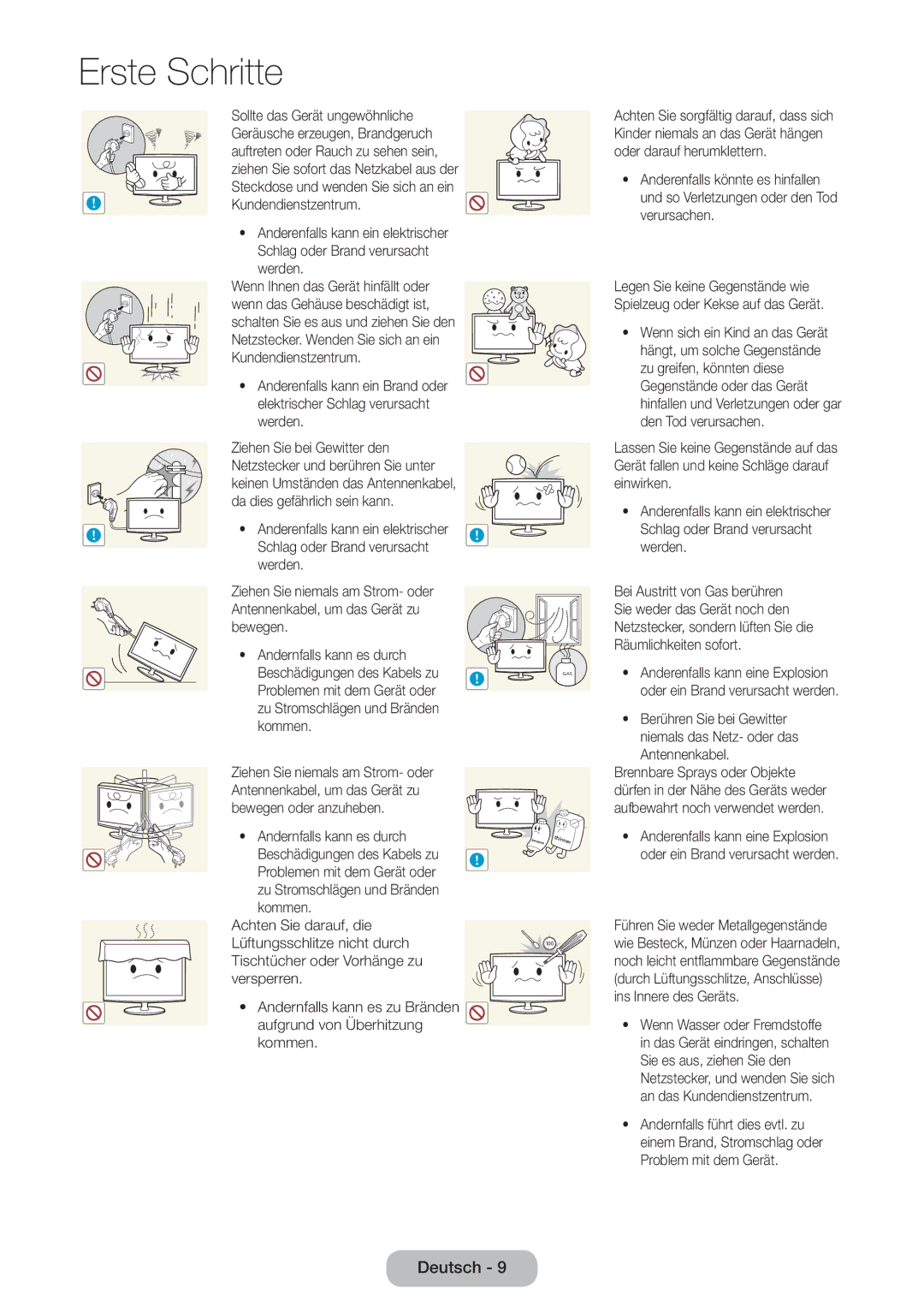 Samsung LT27B750EWV/EN, LT24B750EWV/EN, LT24B750EW/EN, LT27B750EW/EN manual Schlag oder Brand verursacht 