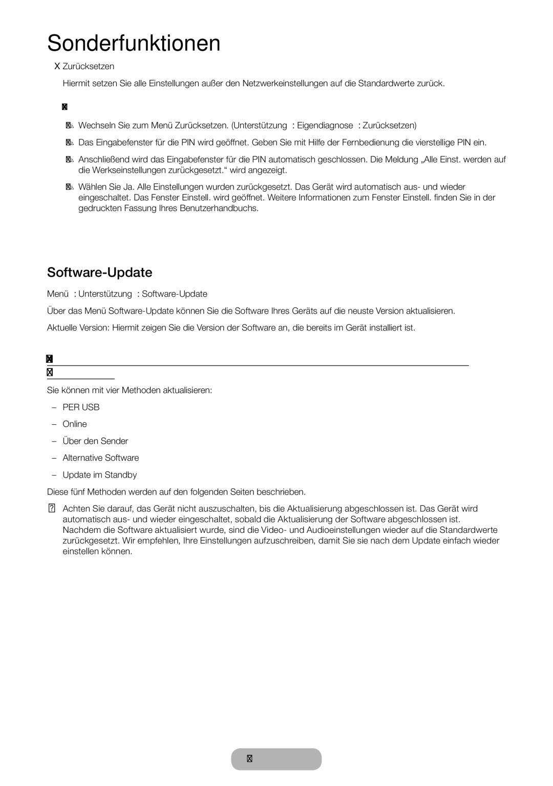 Samsung LT27B750EW/EN, LT24B750EWV/EN, LT27B750EWV/EN manual Zurücksetzen, Menü → Unterstützung → Software-Update 