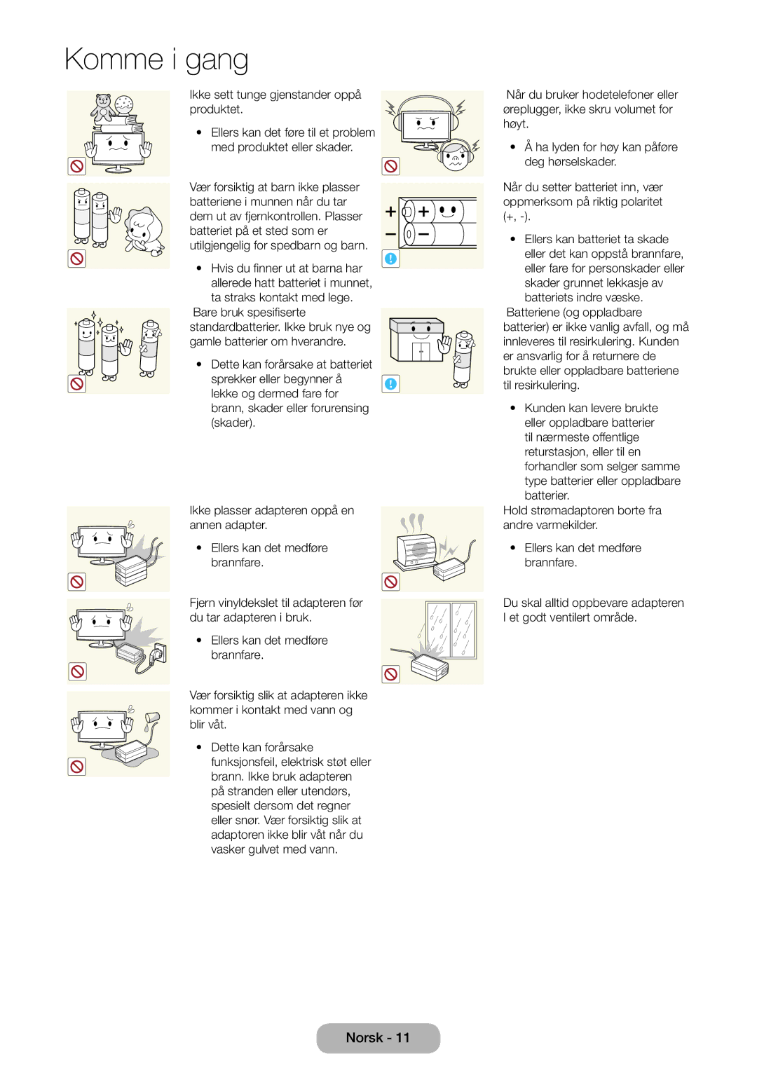 Samsung LT27B750EX/XE, LT24B750EX/XE manual Komme i gang 