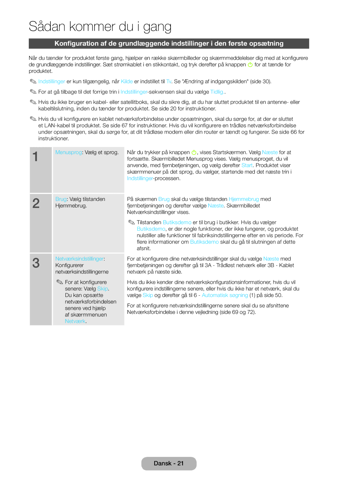 Samsung LT27B750EX/XE, LT24B750EX/XE manual Hjemmebrug, Netværksindstillinger 